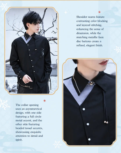 Genshin Impact Shenhe shirt sleeve lace-up cuff and decorative accessory details