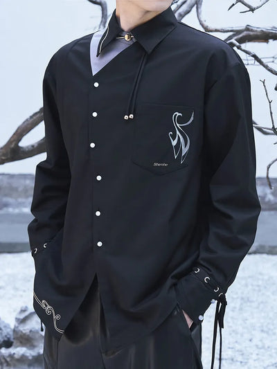 Genshin Impact Shenhe themed casual shirt featuring elegant layered styling and embroidered details