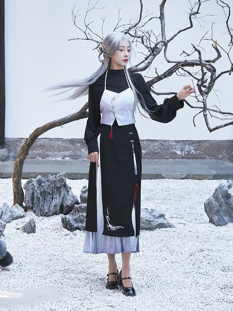 Genshin Impact Shenhe themed impression series half-length skirt with layered gradient design and umbrella styling