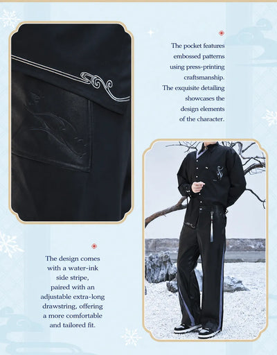 Genshin Impact Shenhe themed leisure long pants featuring detachable waist tassel accessory