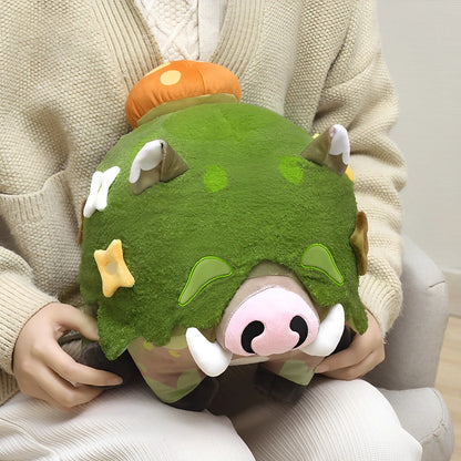 Genshin Impact Shroomboar plush top view with mushroom and floral details