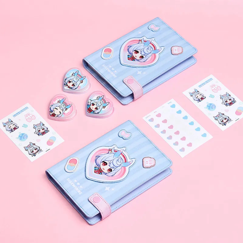 Genshin Sigewinne daily impressions stationery set featuring notebook acrylic clips and themed journal accessories