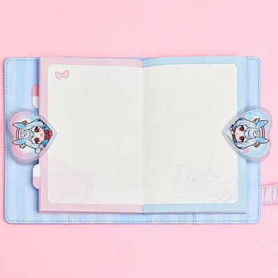 Genshin Impact Sigewinne desk journal collection with pastel stationery and acrylic clips