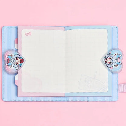 Genshin Impact Sigewinne desk journal collection with pastel stationery and acrylic clips