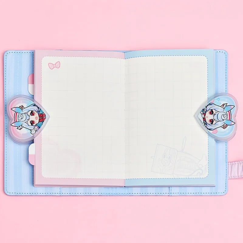 Genshin Impact Sigewinne desk journal collection with pastel stationery and acrylic clips