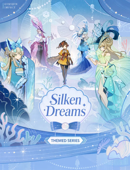 Genshin Silken Dreams Series acrylic standees featuring Chiori Lyney Lynette Kirara and Navia