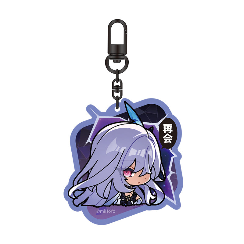 Genshin Impact Skirk emoji series acrylic keychain chibi character transparent accessory