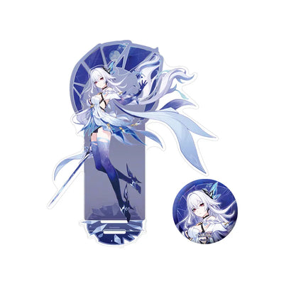 Genshin Impact Skirk Void Star Series badge and acrylic standee collectible set