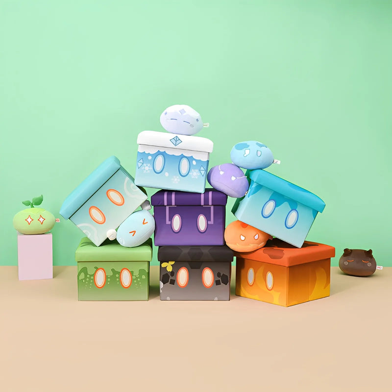 Genshin Impact Slime Series storage stool all elemental designs display stacked setup