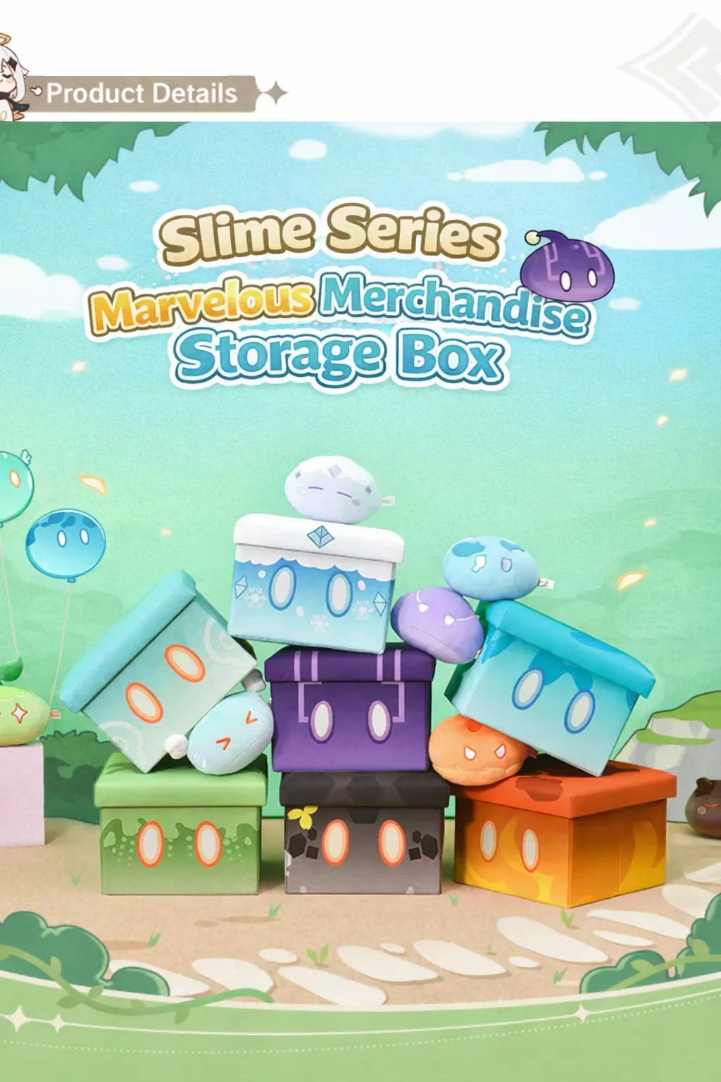 Genshin Impact Slime Series storage stool size detail approx 30x30x22cm assembled