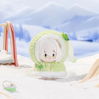 Genshin Impact Snowy Joy plush pendant collection featuring Arlecchino, Tartaglia, Durin, Nahida, Skirk and Zhongli