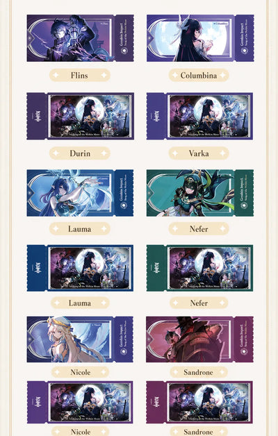 Genshin Impact Song of the Welkin Moon Holographic Ticket Blind Box Materials, Size and Craftsmanship