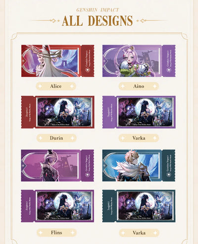 Genshin Impact Song of the Welkin Moon Holographic Ticket Blind Box Rules and Packaging