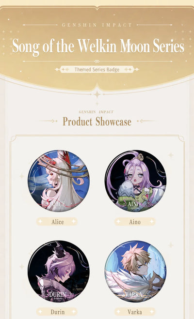 Genshin Impact Song of the Welkin Moon Series Character Badge Designs