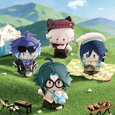 Genshin Impact Spring Blossom Tales plush doll series featuring Venti, Xiao, Lyney and Flins