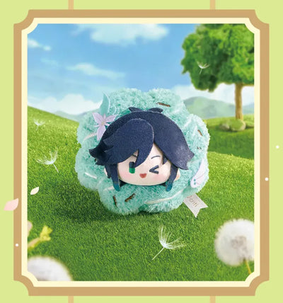 Genshin Impact Spring Blossom Tales plush keychain floral wreath design compatible with 58 mm badges