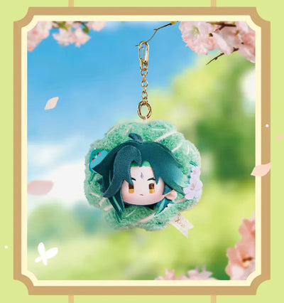 Genshin Impact Spring Blossom Tales Venti character plush and floral wreath keychain details