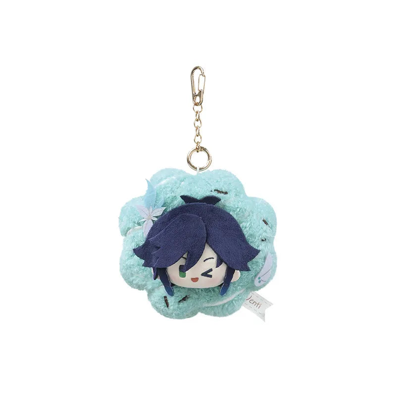 Genshin Impact Spring Blossom Tales Venti floral wreath plush keychain on white background