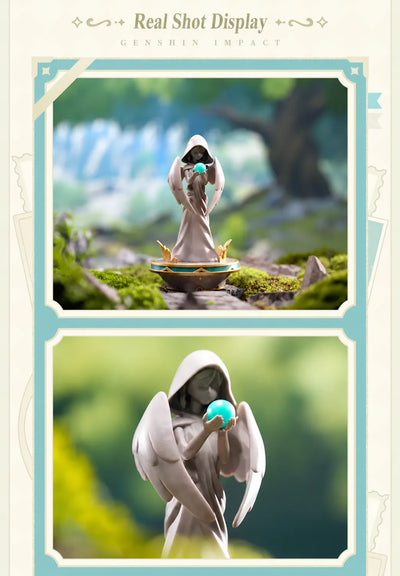 Statue of The Seven Anemo figure with glowing orb and detailed wing design