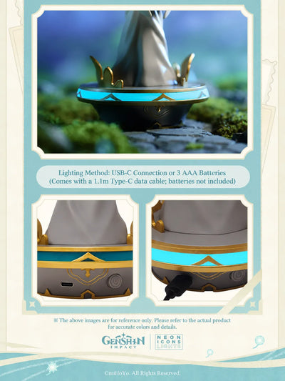 Statue of The Seven Anemo illuminated base with USB-C connection