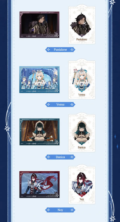 Sudden Snow Series collection cards featuring Mitya, Ronova and Anastasya
