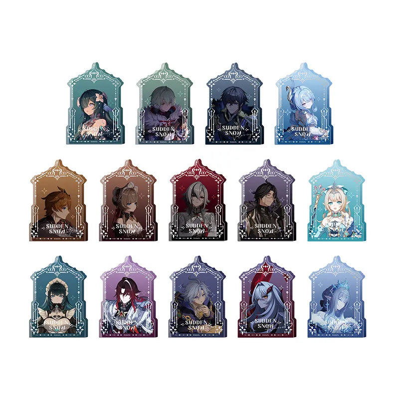 Genshin Impact Sudden Snow Series thick acrylic stand collection featuring 14 characters