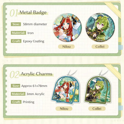Genshin Impact Summer Festival metal badge Nilou Collei detail close up
