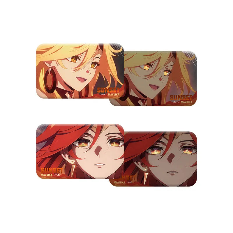 Genshin Impact Sunset Series Square Badge Collection featuring Mavuika designs