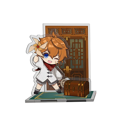 Genshin Impact Tartaglia Dreamland Scene chibi acrylic stand featuring Tartaglia with themed background scene collectible display
