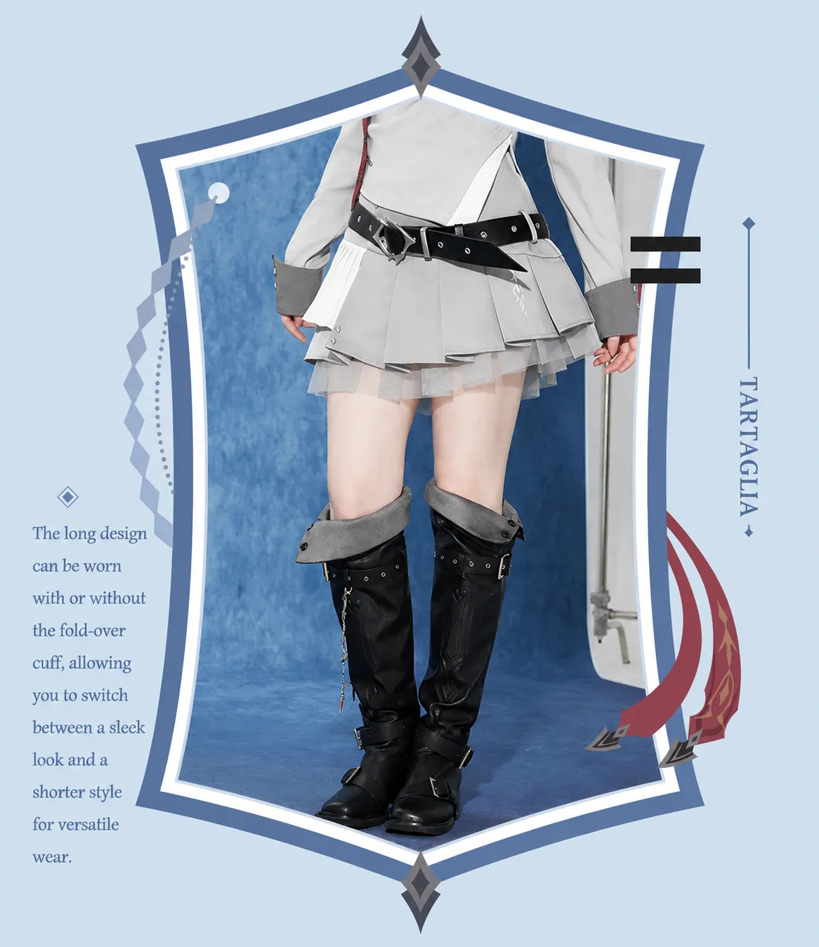 Tartaglia pleated skirt alternate outfit styling on model