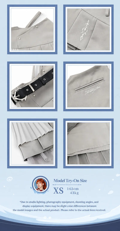 Tartaglia pleated skirt inner lining and mesh layer detail