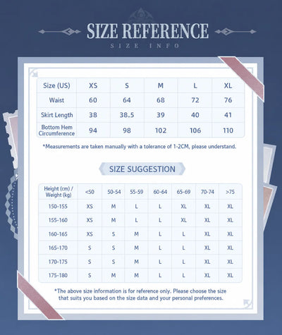 Genshin Impact Tartaglia pleated skirt size guide