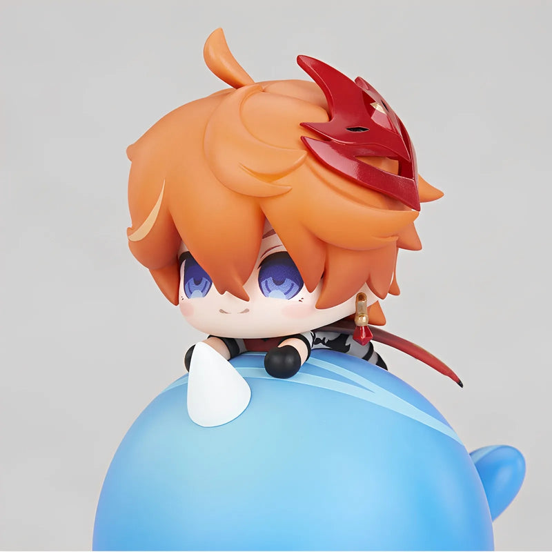 Close-up details of Tartaglia Q Version Swing Toy figure from Genshin Impact