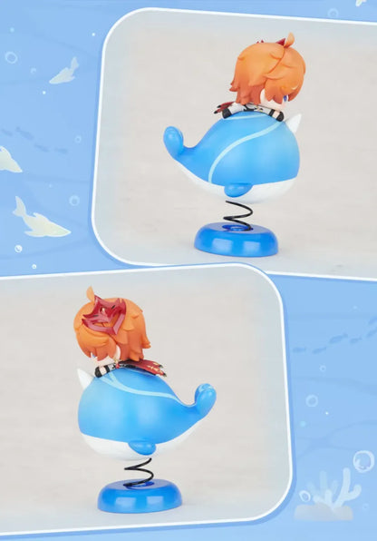 Genshin Impact Tartaglia Q Version Swing Toy displayed in themed winter scene
