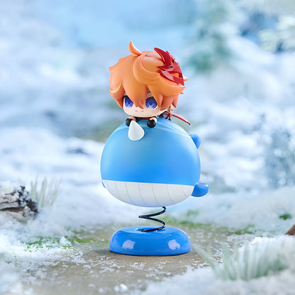 Genshin Impact Tartaglia Q Version Swing Toy figure with whale spring base display