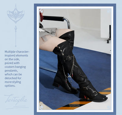 Tartaglia tall boots detachable shaft strap detail
