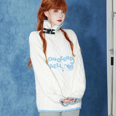 Tartaglia Themed Impression Series white cable-knit sweater