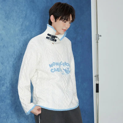 Tartaglia knit sweater with Monoceros Caeli graphics and buckle collar