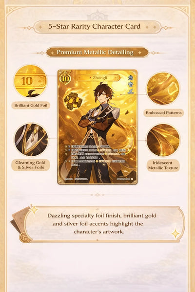 Genshin Impact TCG booster pack contents include character cards action cards and support cards