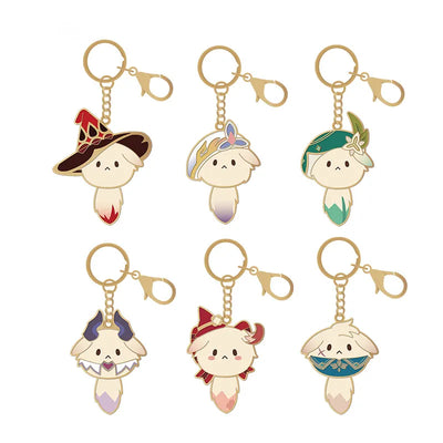 Genshin Impact Tea Party metal charm collection featuring Alice, Nicole, Venti, Durin, Klee and Varka