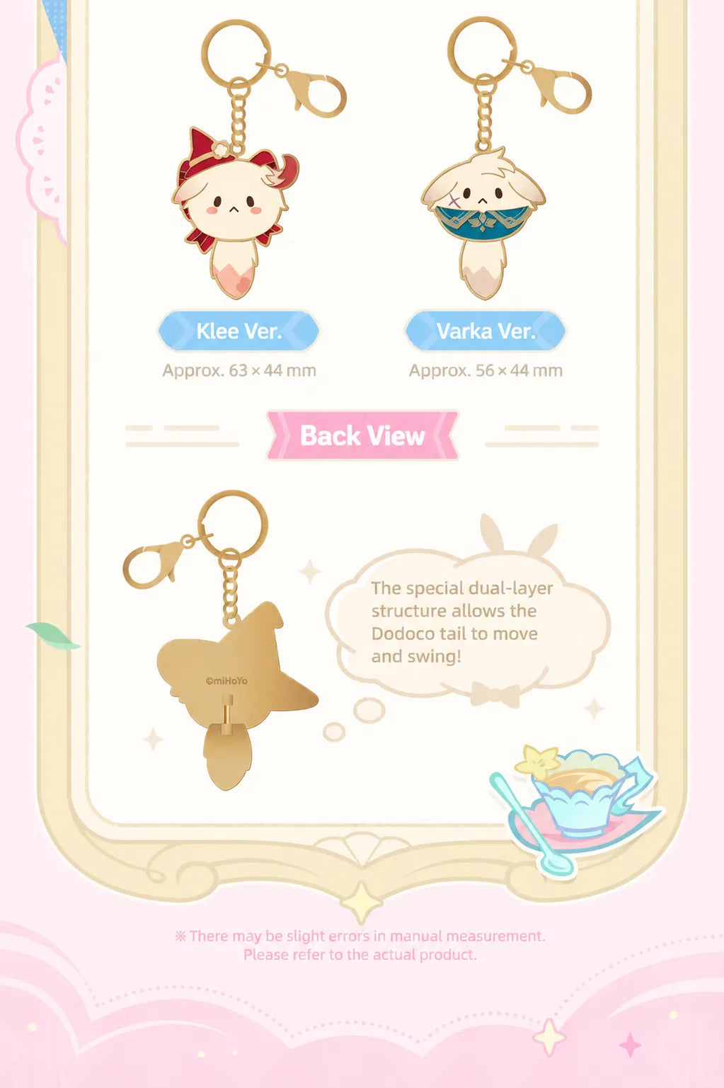Tea Party metal charm dual-layer design with movable Dodoco tail