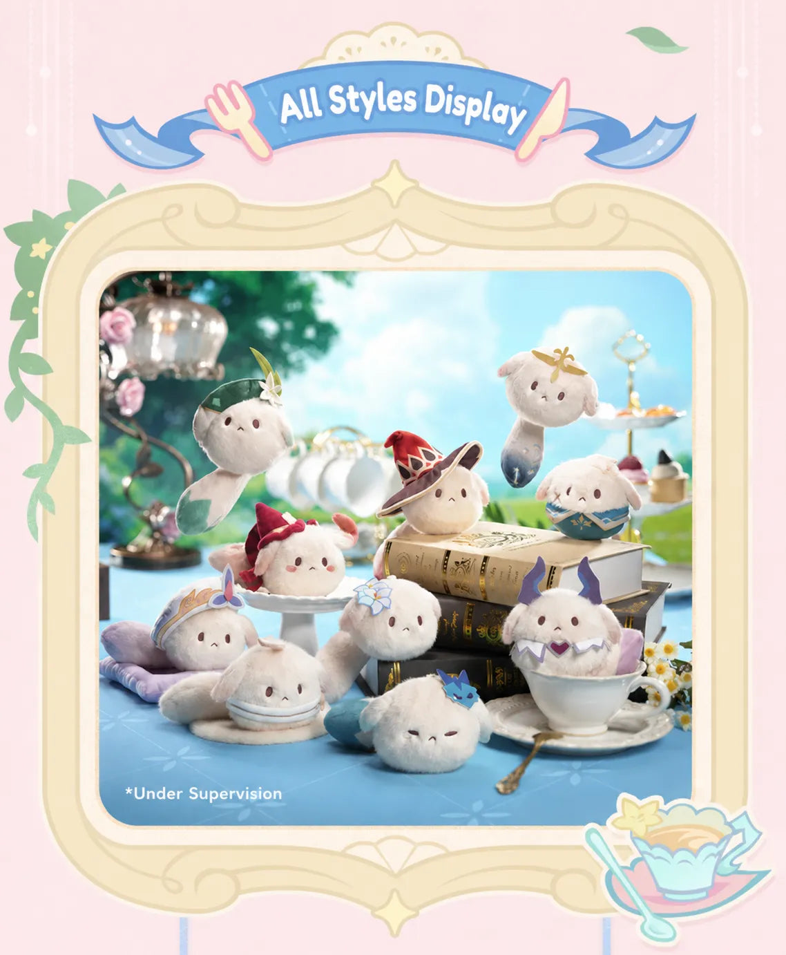 Alice, Nicole, Venti and Durin Tea Party plush charm designs