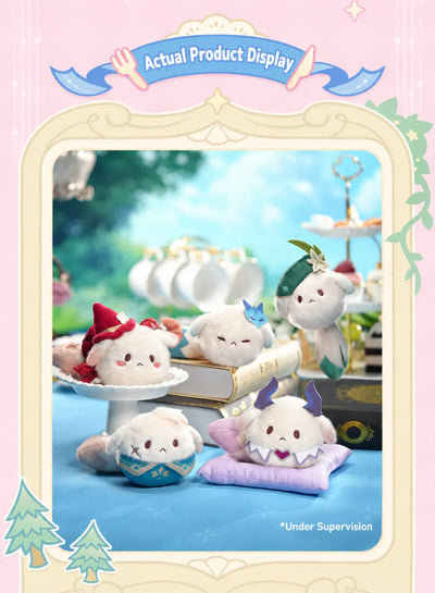 Alice and Nicole Tea Party plush charms in a tea party setting