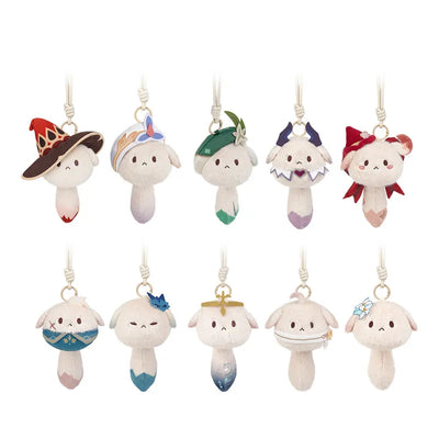 Genshin Impact Tea Party plush charm blind box collection on a white background