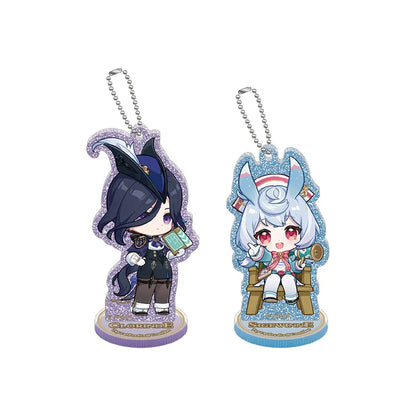 Genshin Teyvat Special Screening Series Q version acrylic stand keychain collection with Clorinde and Sigewinne chibi artwork