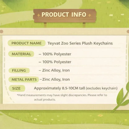 Genshin Impact Teyvat Zoo Series plush keychain product details materials and size information