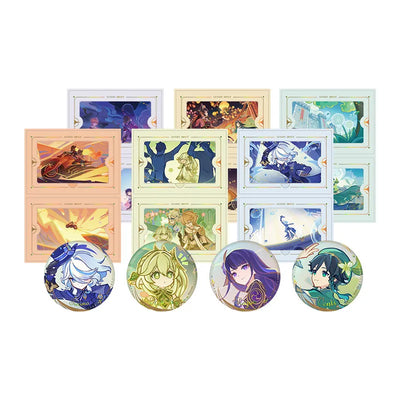 Genshin Impact The Long Way Home Series character badges and collectible card sets