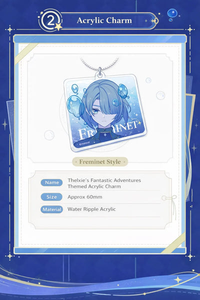 Genshin Impact Freminet double-sided acrylic charm detail with clear printing and water ripple effect