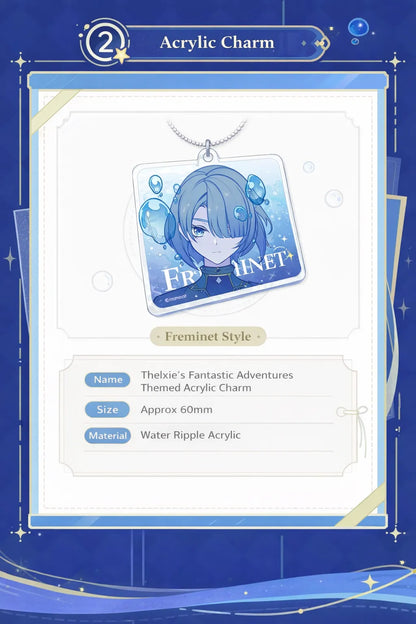 Genshin Impact Freminet double-sided acrylic charm detail with clear printing and water ripple effect