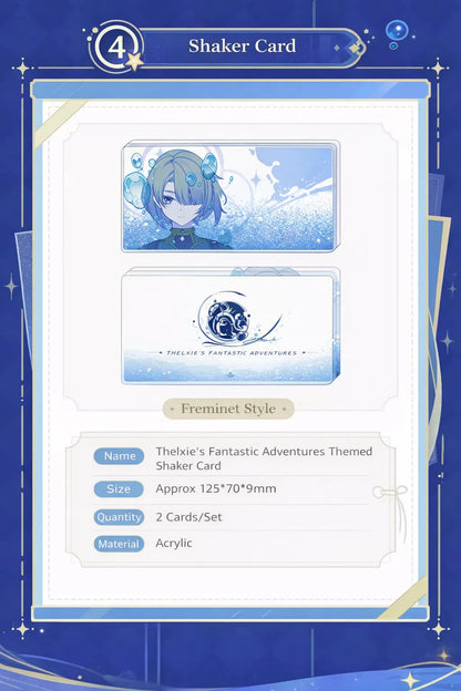 Genshin Impact Freminet shaker acrylic display detail with floating sand effect inside thick acrylic